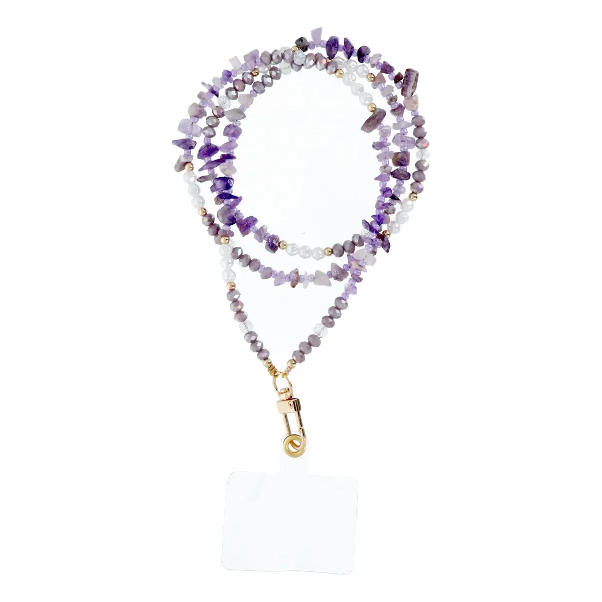 STONE Phone lanyard, Phone pendant / cord length 82cm (41cm in the loop) / on neck - purple