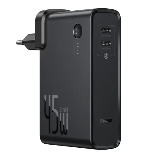 Baseus Power Station（GaN）2 in 1 Quick Charge Power bank & Charger C+C 10000mAh 45W EU Black