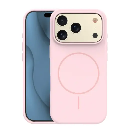 Silicone Thin Mag maciņš ar MagSafe atbalstu telefonam iPhone 17 Pro rozā