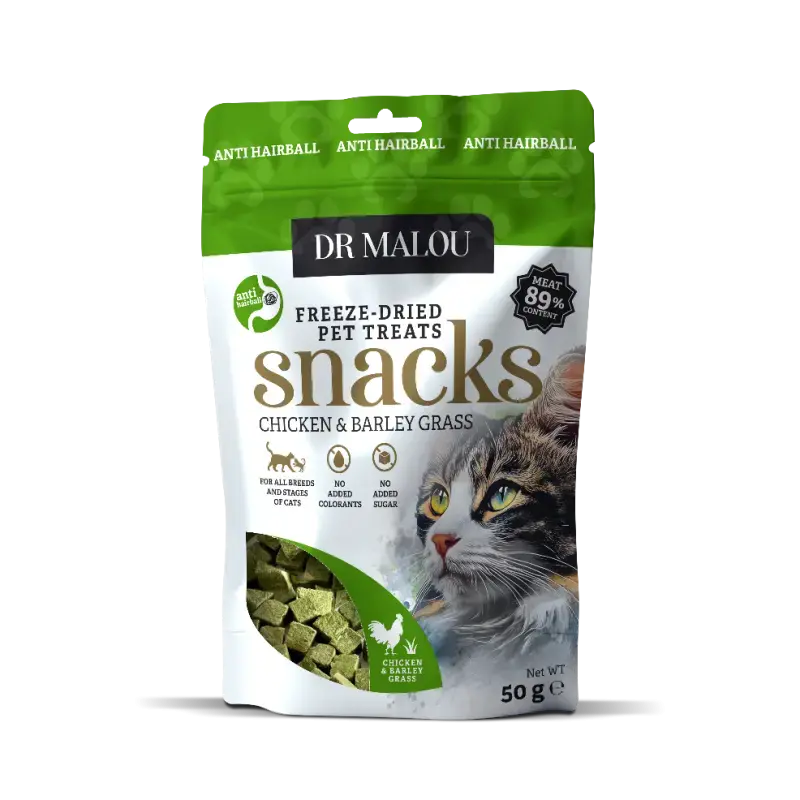 DR Malou Treats for cats - , Cat treat cubes with chicken and GRASS 50g