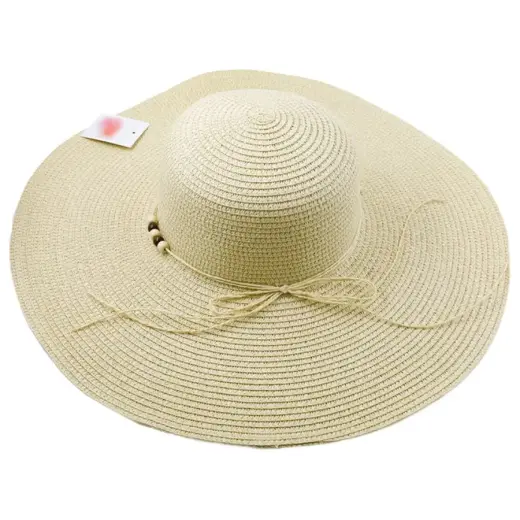 Wide-brim hat women's 58cm cream
