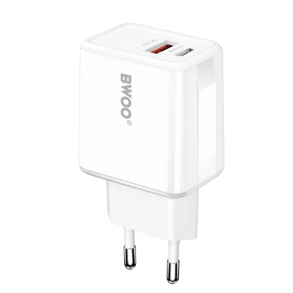 BWOO CDA182 tīkla lādētājs | 20W | PD, QC | USB-A, USB-C | melns