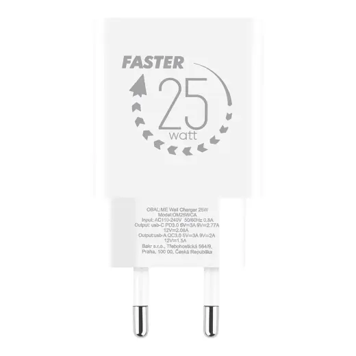 OBAL:ME tīkla lādētājs | 25W | USB-A | USB-C | balts