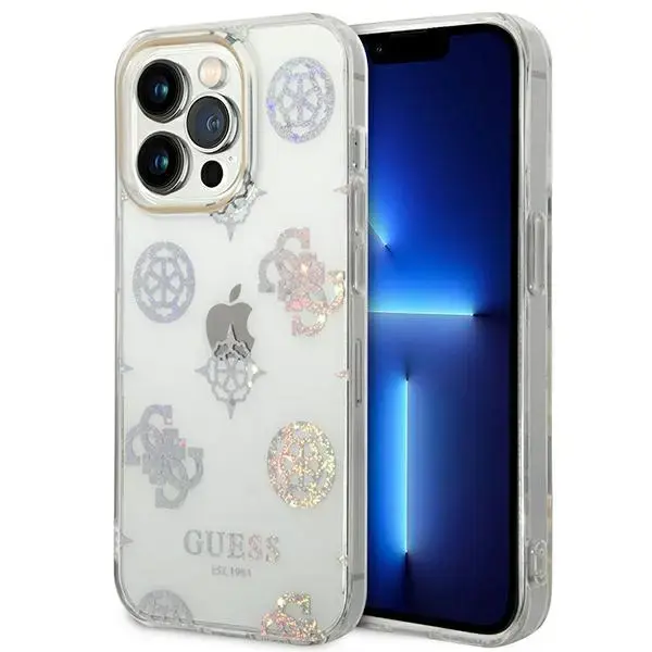 Guess PC|TPU Peony Glitter Case for iPhone 14 Pro White