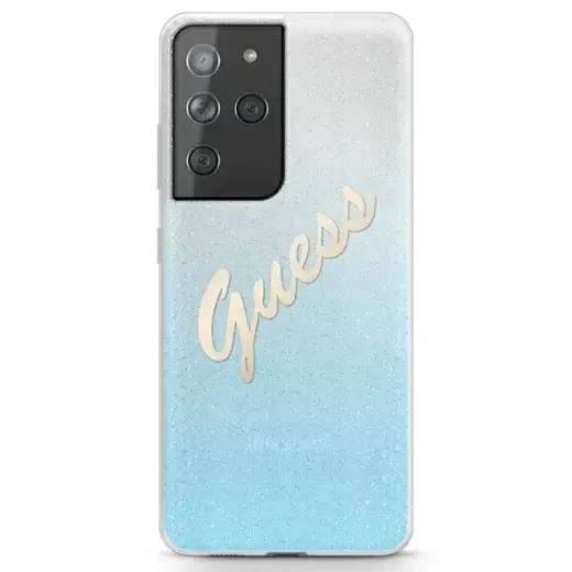 GUHCS21LPCUGLSBL Guess PC|TPU Vintage Cover for Samsung Galaxy S21 Ultra Gradient Light Blue