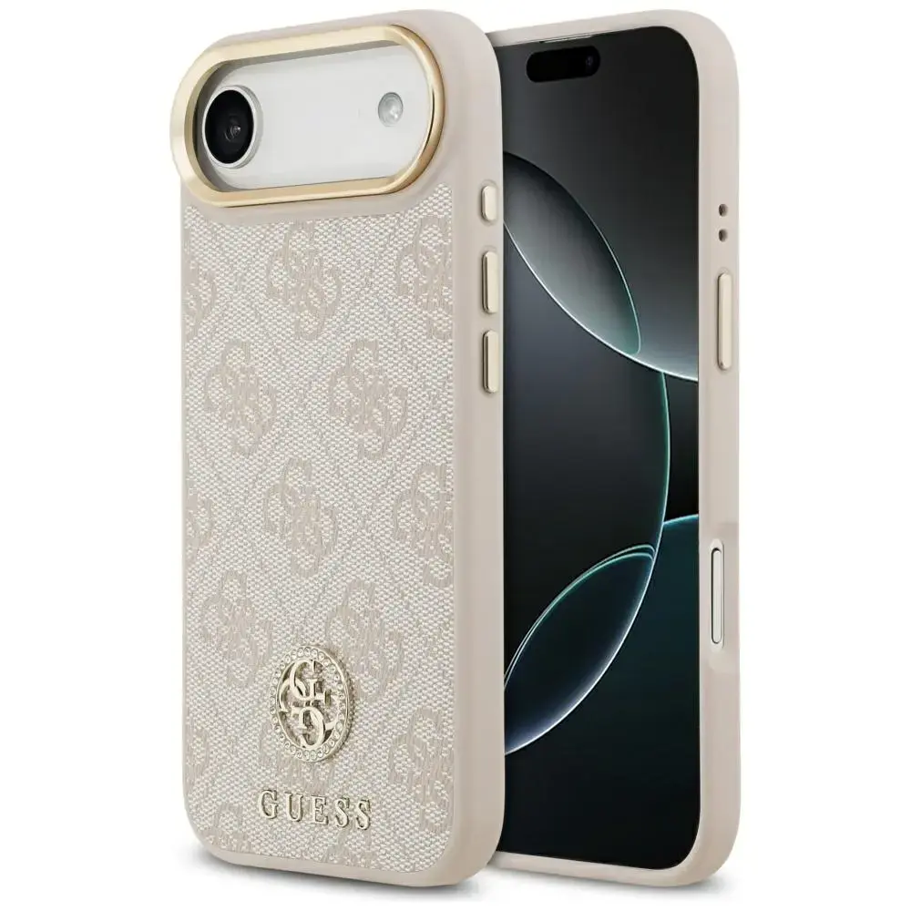 Guess 4G Strass Logo maciņš ar MagSafe atbalstu telefonam iPhone 17 Air rozā