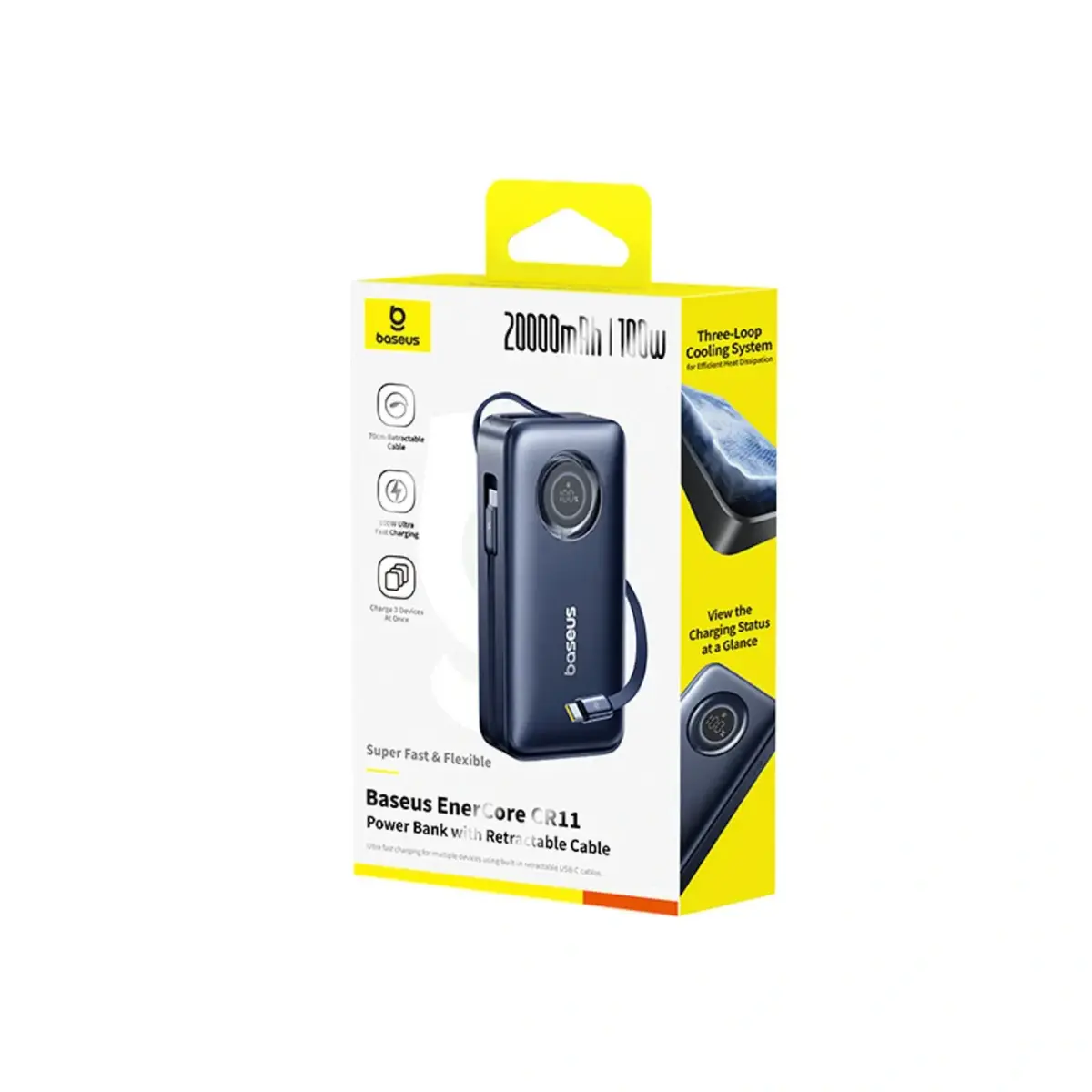 Baseus EnerCore CR11 ārējais akumulators (powerbank) | 20 000 mAh | 100W | USB-C | melns