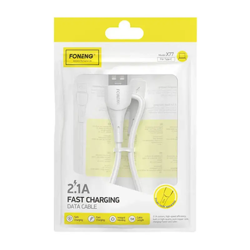 Foneng X77 USB to USB-C cable, 2.1A, 1m (white)
