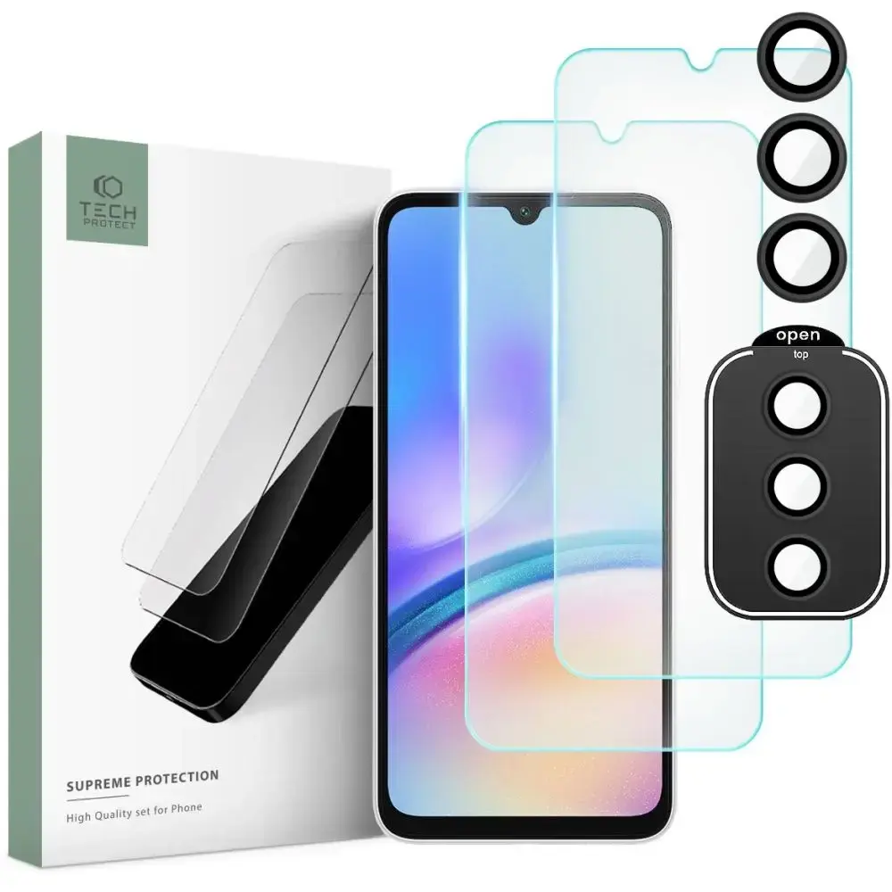 Tech-Protect Supreme Set for Samsung Galaxy A05S 2x Tempered Glass for Display | Tempered Glass for Camera