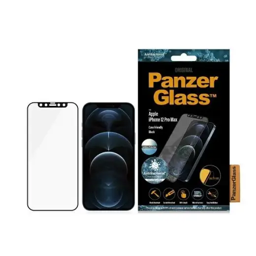 PanzerGlass E2E Anti-Glare iPhone 12 ProMax Case Friendly AntiBacterial Microfracture czarny|black