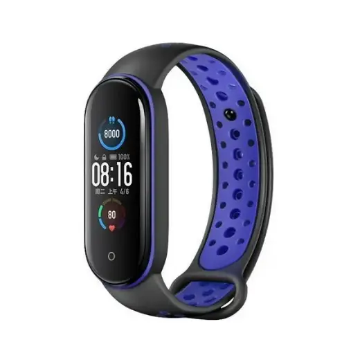 Beline Design nutikella rihm Xiaomi Mi Band 5/6/7 jaoks | silikoonist | must/sinine