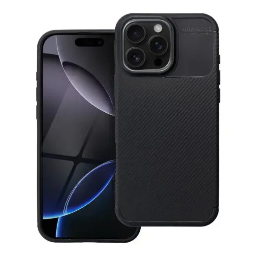 Carbon Premium maciņš telefonam iPhone 16 Pro Max melns