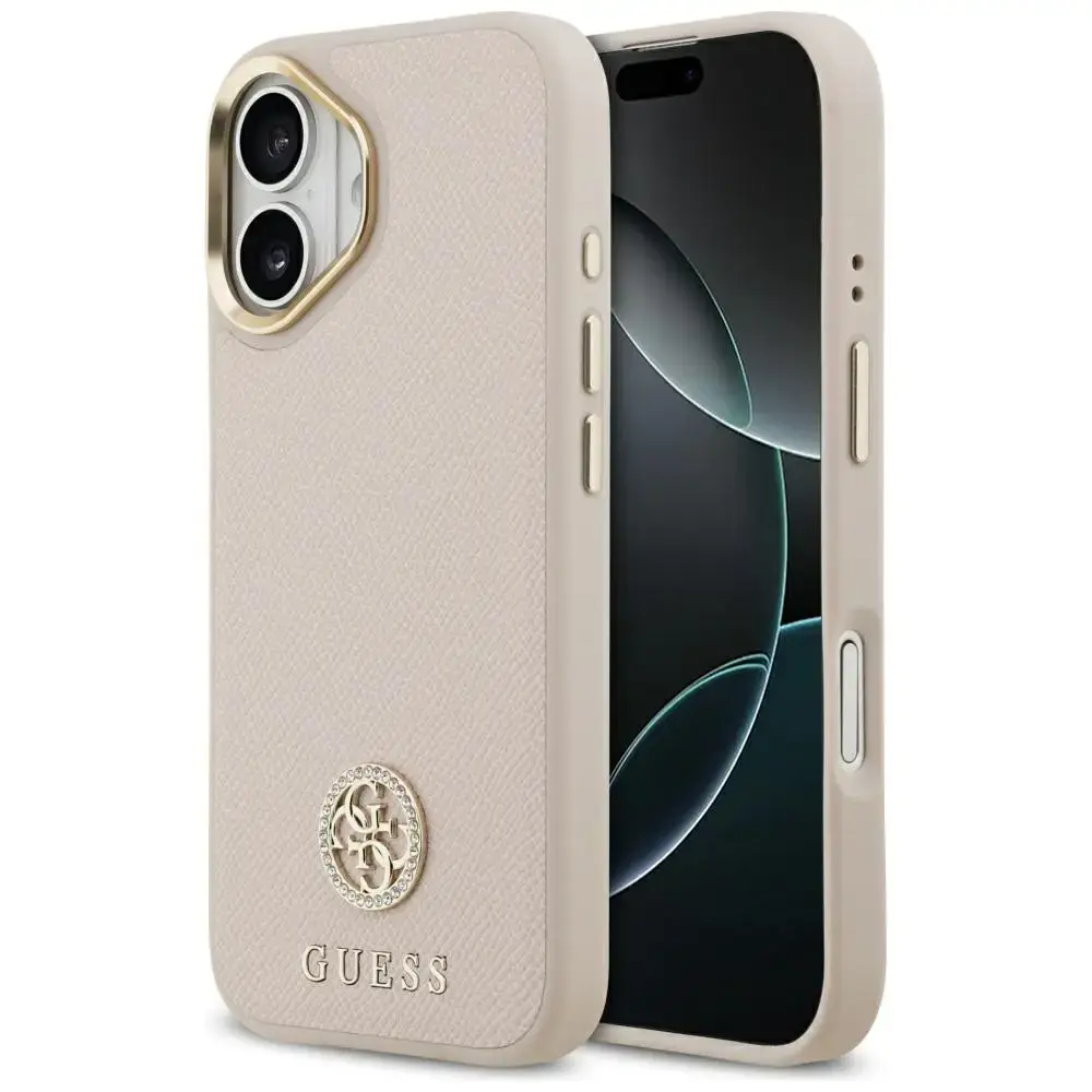 Case Guess Grained Strass Logo MagSafe for iPhone 17 pink