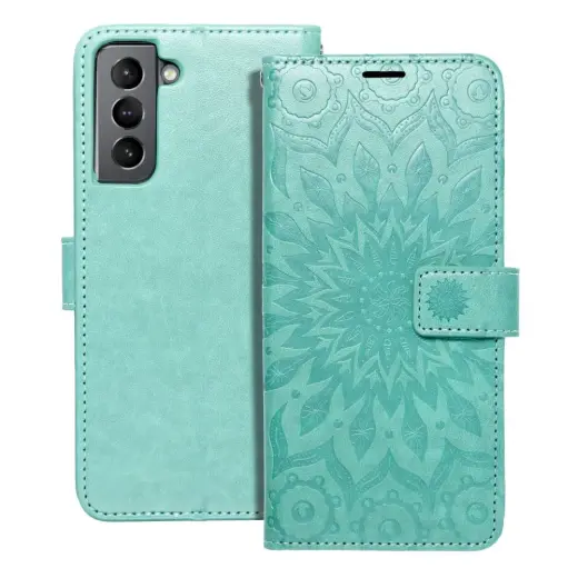 MEZZO mandala grāmatveida maciņš telefonam Samsung Galaxy S21 (G991) zaļš