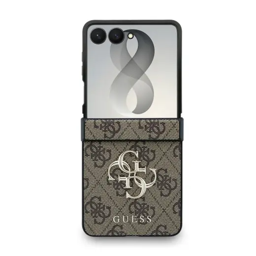 Guess PU 4G Metal Logo чехол для телефона Samsung Galaxy Z Flip 8 (F776) коричневый
