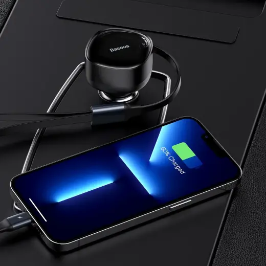 Baseus Enjoyment CGTX000001 car charger | 30W | PD, QC | USB-C, Lightning | with USB-C to Lightning cable included | black