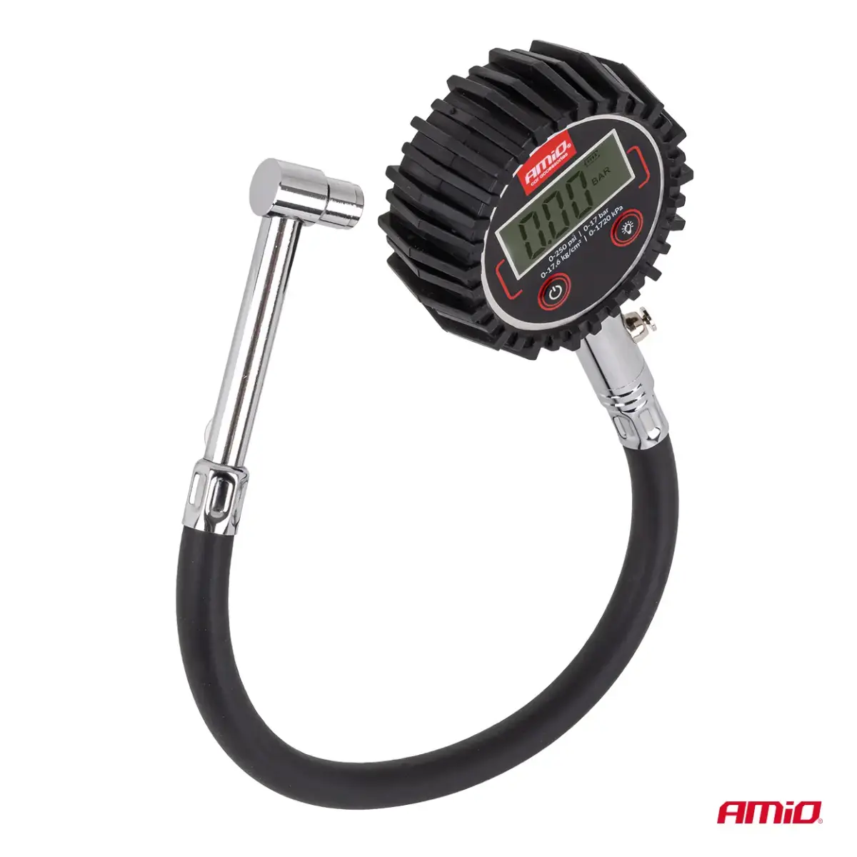 Digital Tire Pressure Gauge with Hose and Bleed Valve 17 bar AMIO-04465