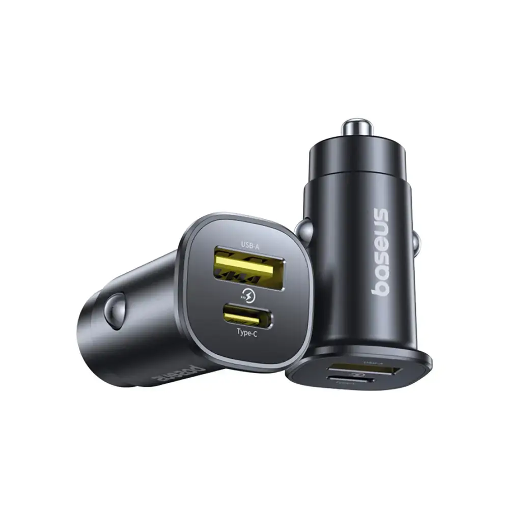 Baseus GoTrip auto lādētājs | 30W | USB-C, USB-A | melns