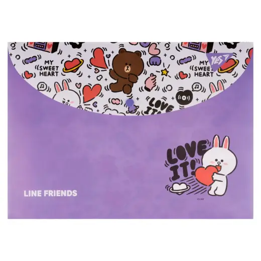 Aplokšņu soma YES Line Friends A4 ar pogu