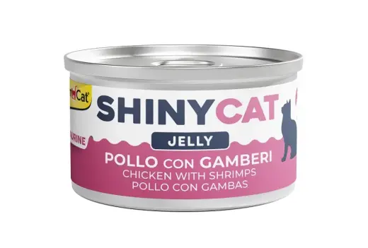 Konservēta barība kaķiem  - Gimborn SHINYCAT JELLY CHICKEN WITH SHRIMPS 70g