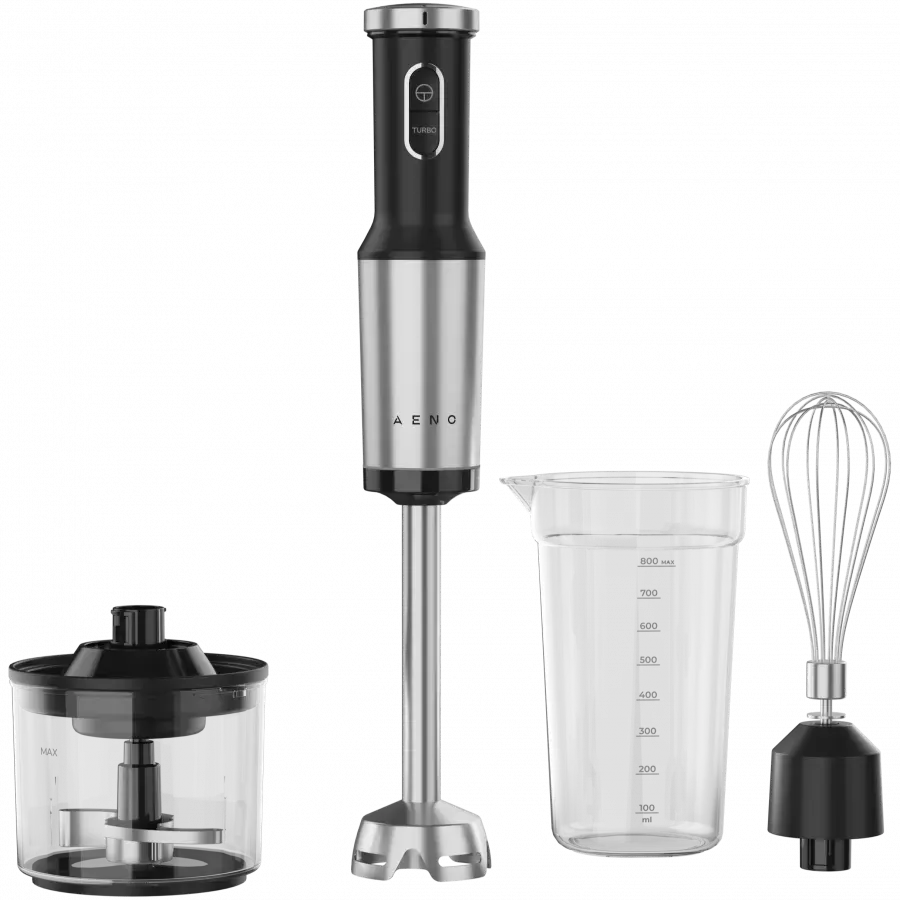 AENO HB4B Hand Blender Set, 1200W, Tiger Teeth Cutter, Whisk, Black