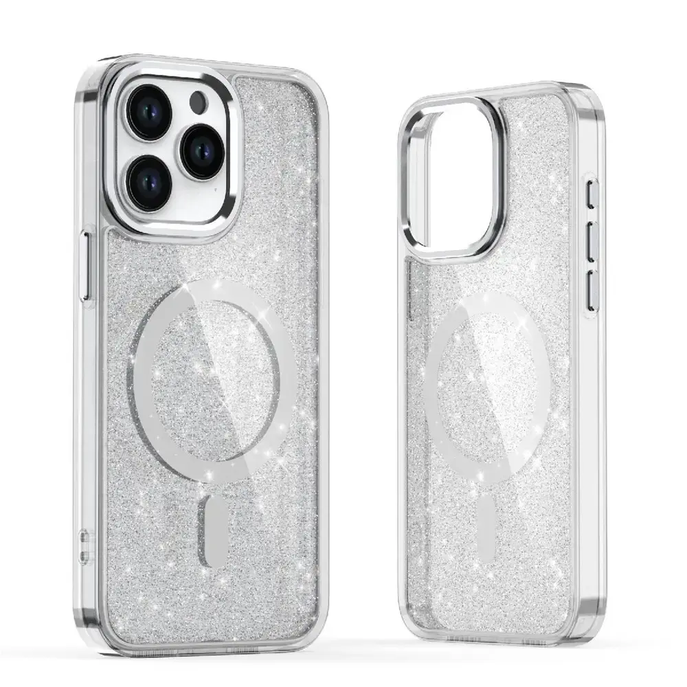Glitter maciņš ar MagSafe atbalstu telefonam iPhone 17 caurspīdīgs