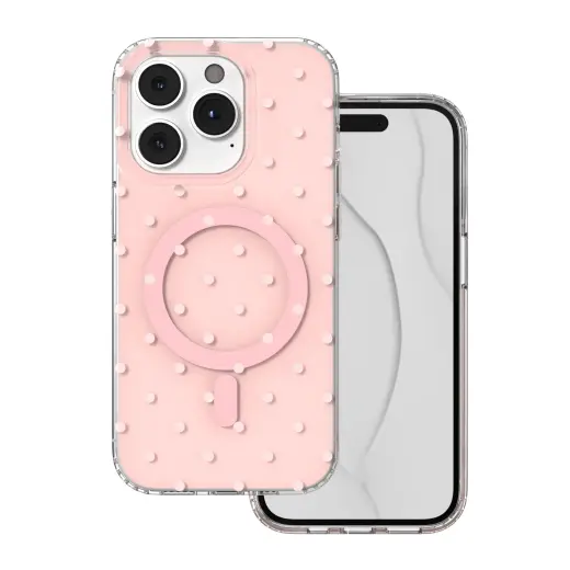 Bubble Dots Mag telefoni ümbris MagSafe toega iPhone 14 Pro roosa