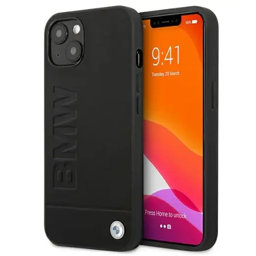 BMHCP13SSLLBK BMW Leather Hot Stamp Case for iPhone 13 Mini Black