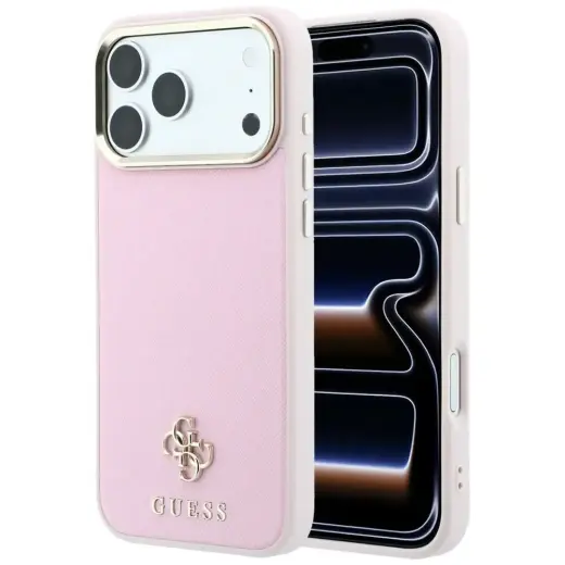 Guess Saffiano Small 4G & Classic Logo MagSafe case for Iphone 18 Pro Max / 17 Pro Max pink