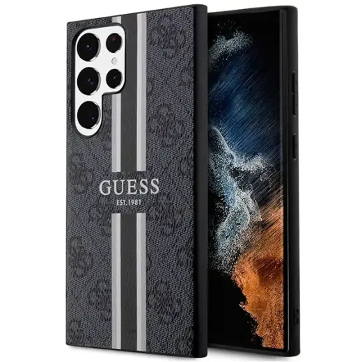 Guess GUHCS23LP4RPSK S23 Ultra S918 czarny|black hardcase 4G Printed Stripe
