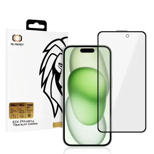 Tempered glass Tel Protect 10X Privacy Titanium for Iphone 15 Plus