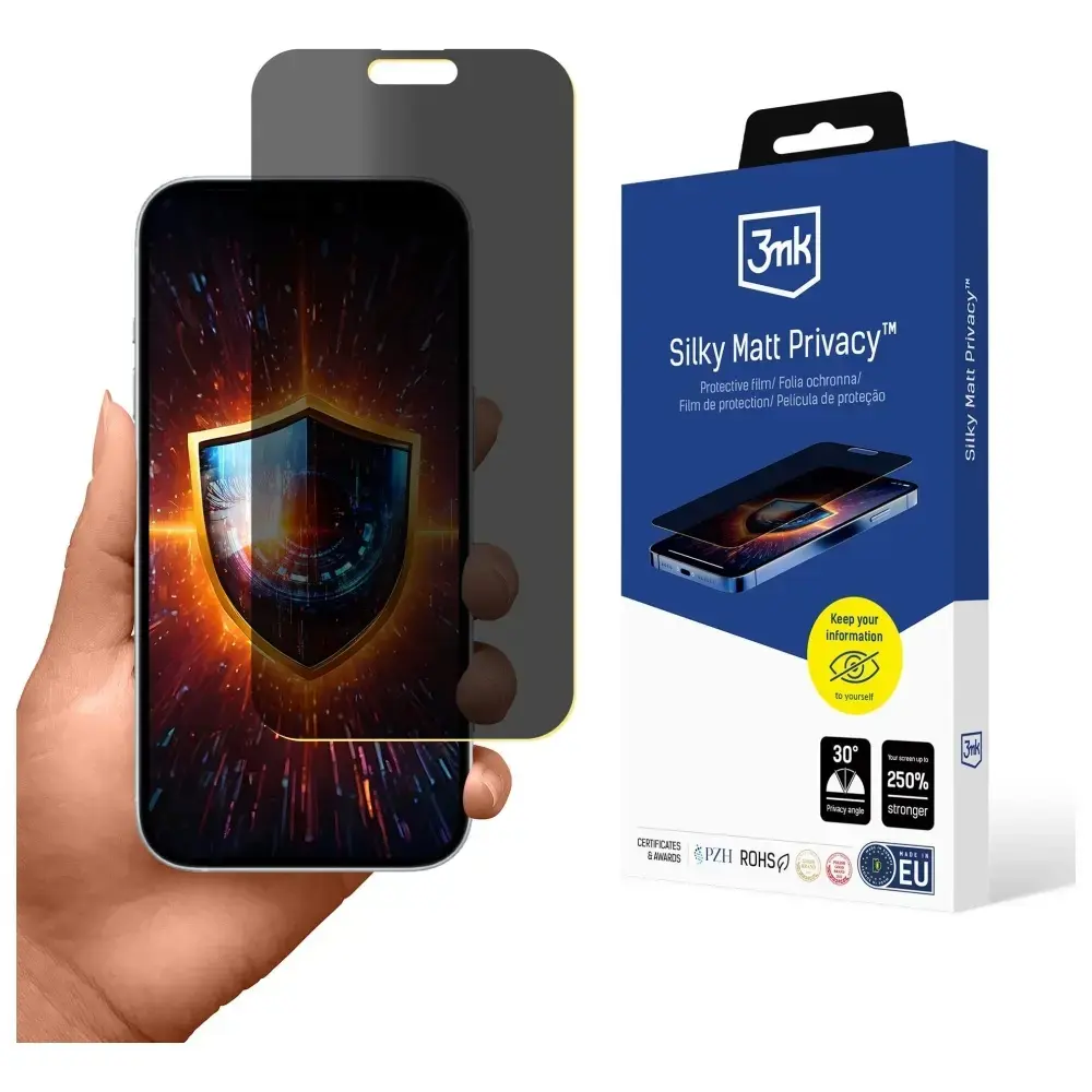 3MK Silky Matt Privacy aizsargplēve telefona ekrānam iPhone 17 (privātuma efekts)