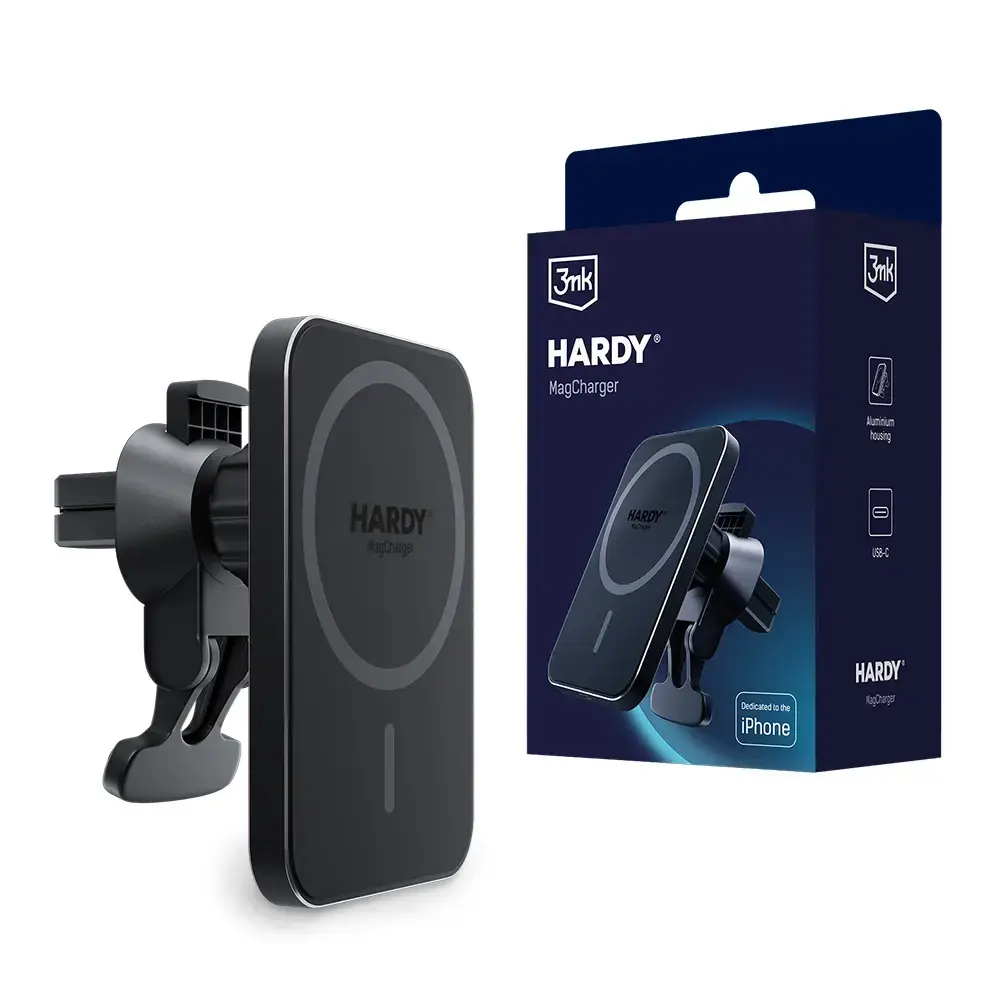 3mk Hardy MagCharger iPhone Car Holder with MagSafe - Black