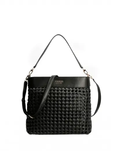 Guess, Sicilia, Artificial Fiber, Textile Bag, Black, HWWG8490020BLA, For Women, 29 x 9 x 24