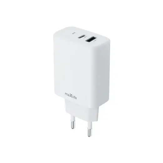 Maxlife MXTC-10-20AC tīkla lādētājs | 20W | PD, QC | USB-C, USB-A | balts