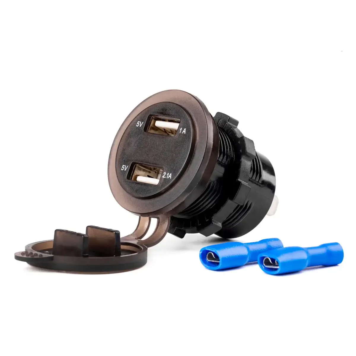 Waterproof phone charger with digital voltometer 2xUSB 12/24V MOD-06