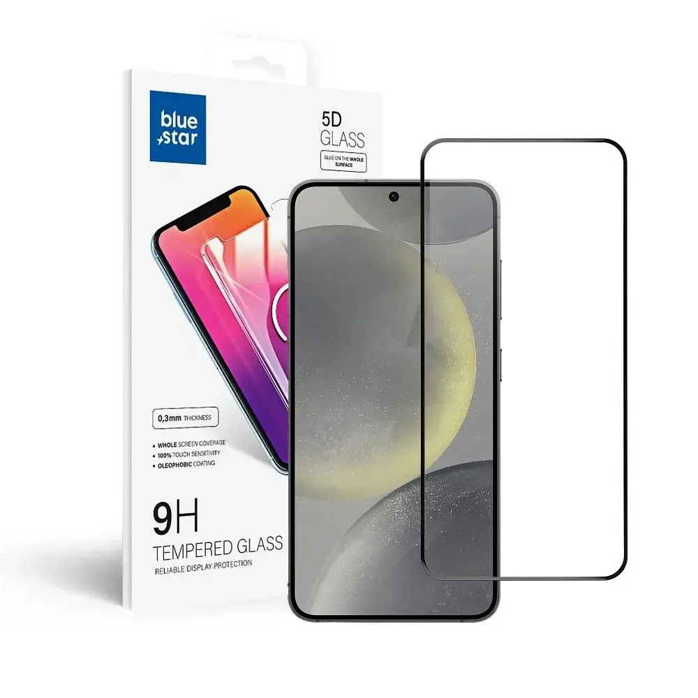 Blue Star 5D aizsargstikls telefona ekrānam Samsung Galaxy S24+ (S926) ar uzstādīšanas rāmi