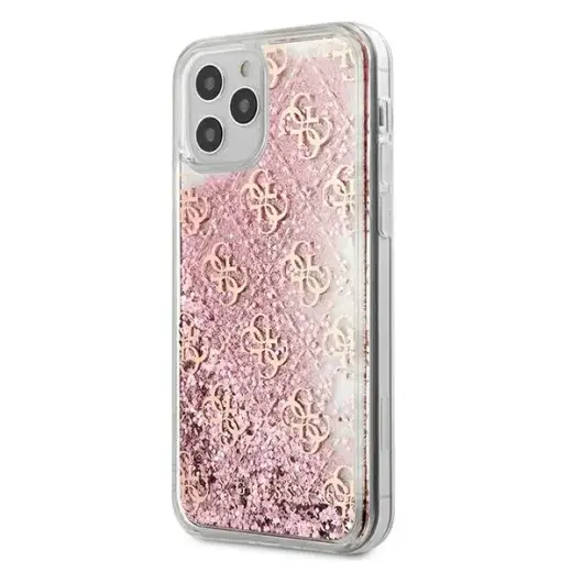 Guess GUHCP12MLG4GSPG iPhone 12|12 Pro 6,1" różowy|pink hardcase 4G Liquid Glitter