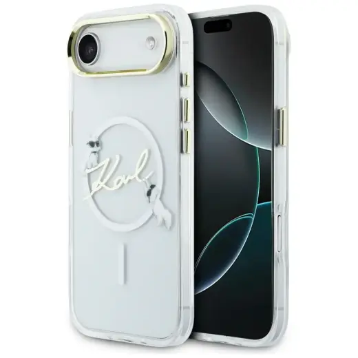 Karl Lagerfeld IML Choupettes Karl Script Logo чехол с поддержкой MagSafe для телефона iPhone 17 Air прозрачный
