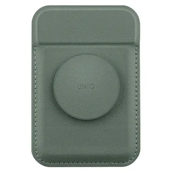 UNIQ Flixa magnetyczny portfel na karty z podpórką zielony|lichen green MagSafe