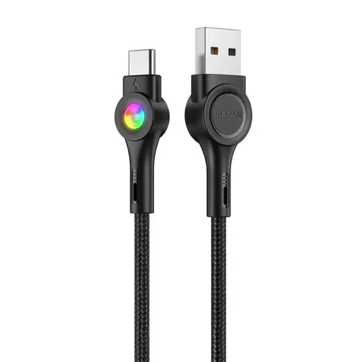 USB to USB-C cable Vipfan Colorful X08, 3A, 1.2m (black)