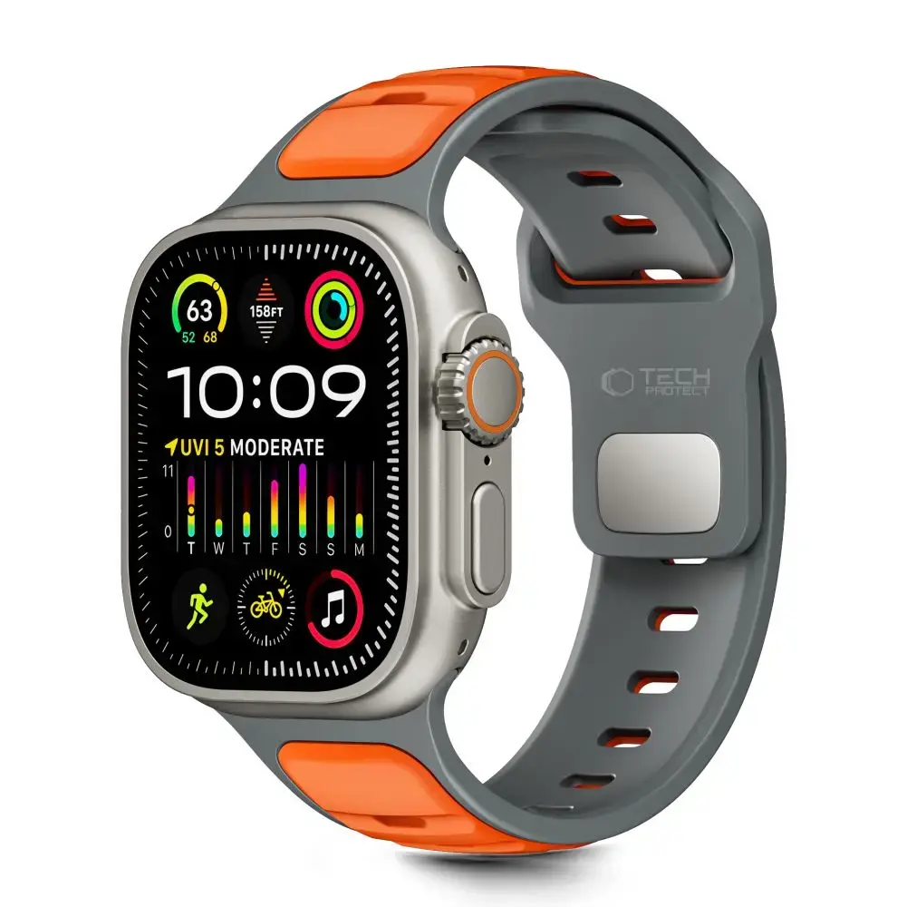 TECH-PROTECT ICONBAND LINE APPLE WATCH 8 | 9 | 10 | 11 | SE | ULTRA (44 | 45 | 46 | 49 MM) GREY|ORANGE