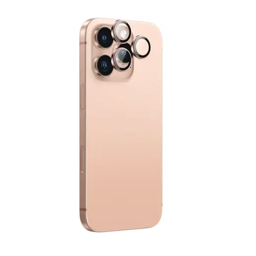 AmazingThing AR Aluminum 3 Lens Glass telefona maciņš iPhone 16 Pro, iPhone 16 Pro Max rozā zelta krāsā