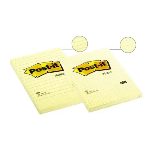 Piezīmju līmlapiņas Post-it līniju, 102x152mm, dzeltenas