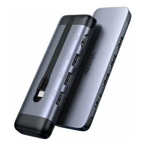 5in1 UGREEN CM287 Hub USB-C to HDMI, 2x USB 3.0, USB-C PD 3.0, RJ45 adapter (grey)