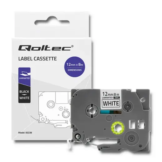 Qoltec Tape for BROTHER TZe-231 | 12mm x 8m | White / Black overprint