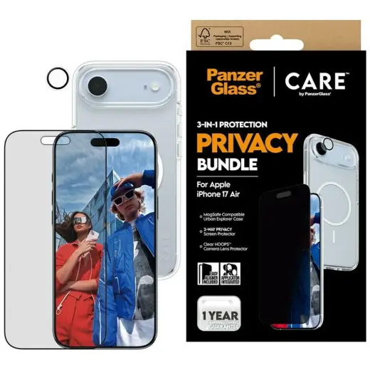 Zestaw ochronny CARE by PanzerGlass      Flagship Privacy 3w1 Etui+Szkło Prywatyzujące+Lens do iPhon