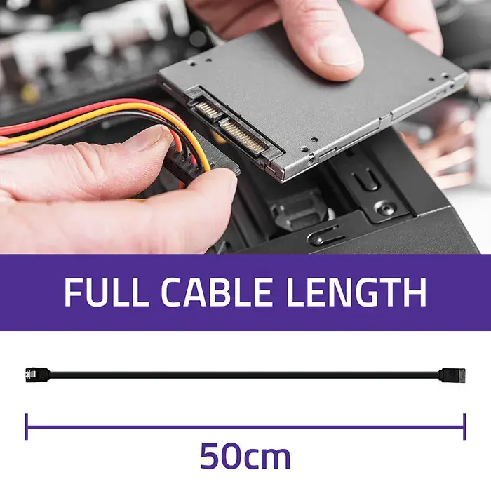 Qoltec  SATA III male / SATA III male cable | 0.5m | black