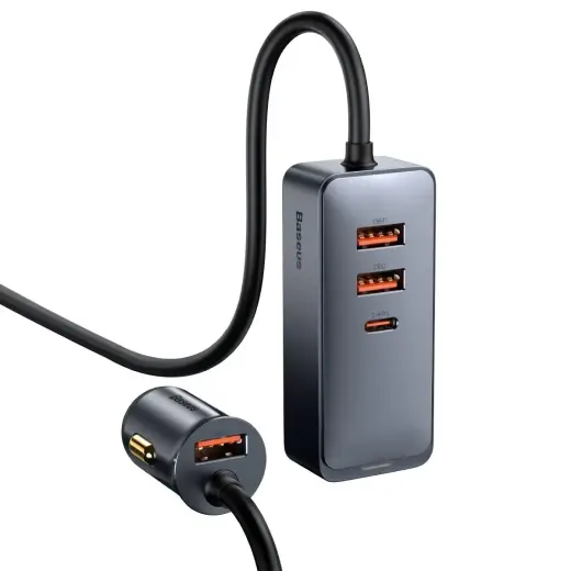 Baseus Share Together auto lādētājs | 120W | PD, PPS | USB-A, USB-C | pelēks