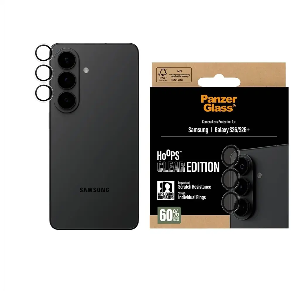 Tempered glass for camera lens PanzerGlass Hoops Lens Protector for Samsung Galaxy S26 / S26+ transp